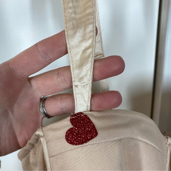 Asos exclusive Lace & Beads corset tiered mini dress in taupe rose heart sexy - Picture 10 of 11